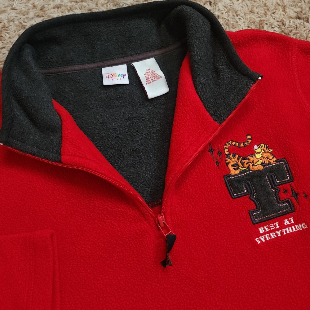Disney Fleece‎ Pullover Womens 2X Red Tigger Quarter Zip Best At Everything